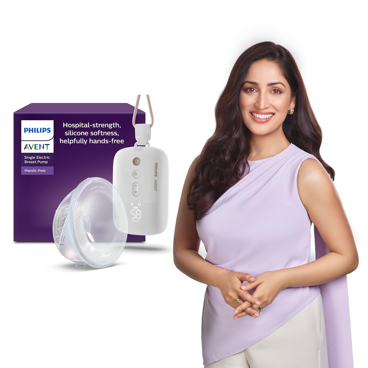Philips Avent Wearable Electric Breast Pump |Portable, Hospital Grade Motor | Mimics Baby's Drinking| 24 personalized modes| Ultra-light cup with SkinSense Tech for comfort| 2 yr warranty* SCF531/11