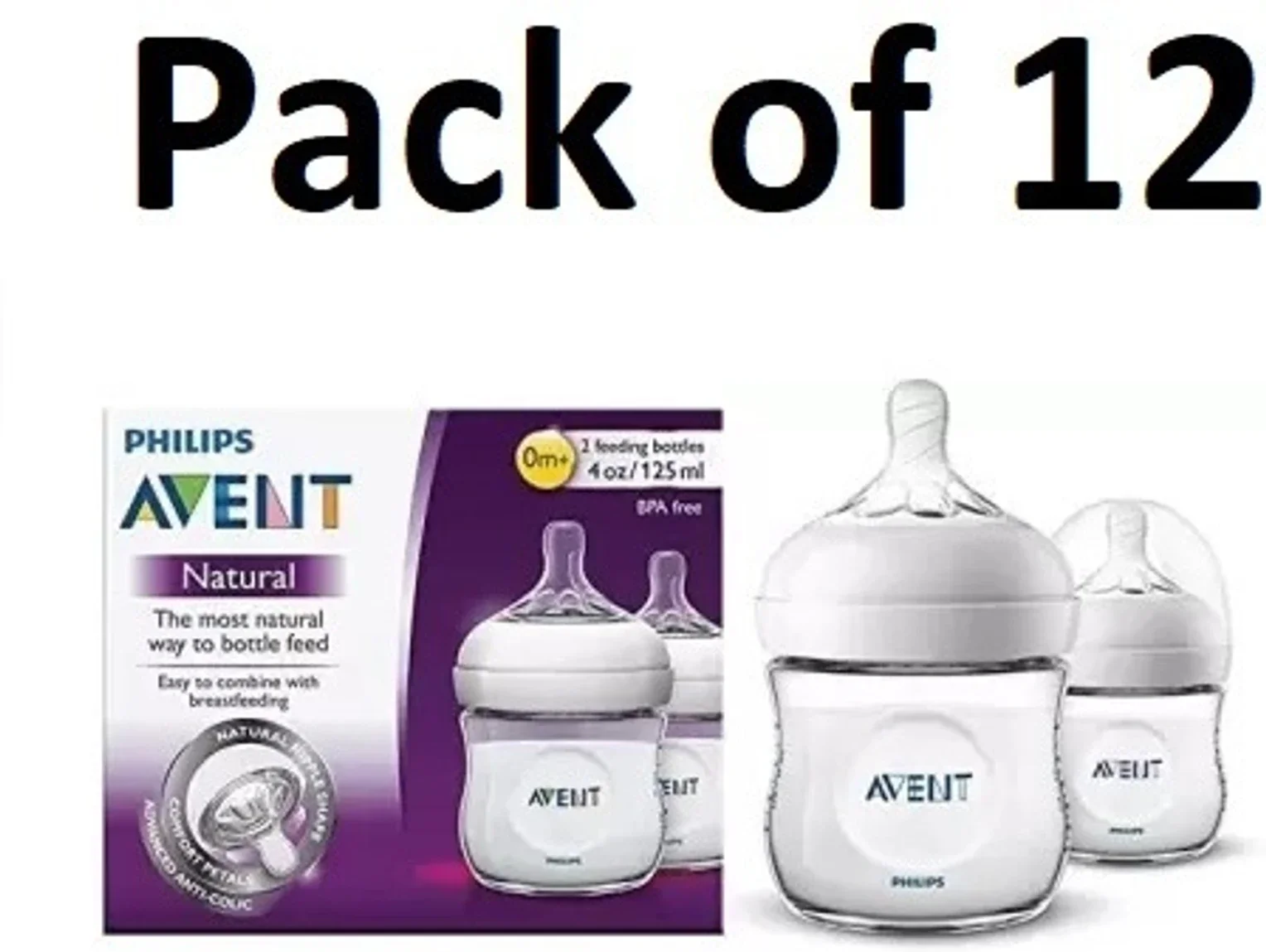 Philips Avent SCF030/20 Natural Feeding Bottle Twin Pack 125ml | 4oz