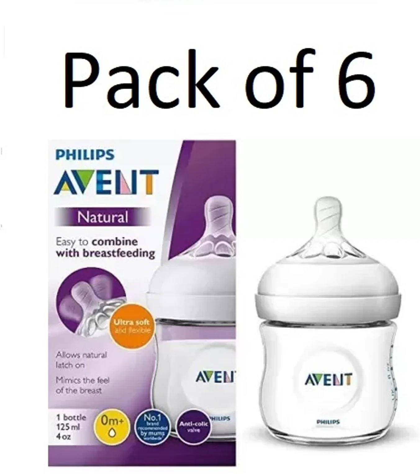 Philips Avent SCF030/10 Natural Feeding Bottle 125ml | 4oz Baby Bottle