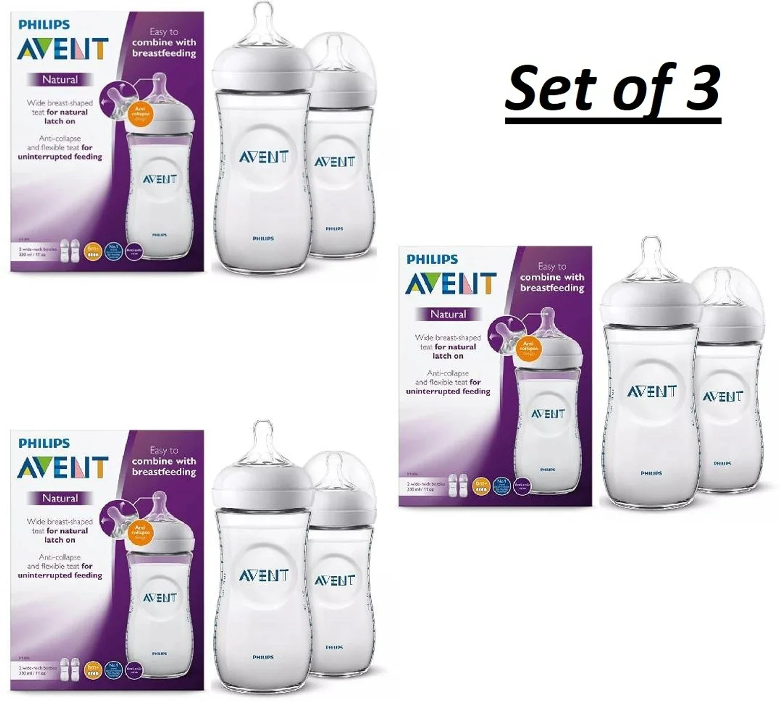 Philips Avent SCF036/20 Natural Feeding Bottle Twin Pack 330ml | 11oz