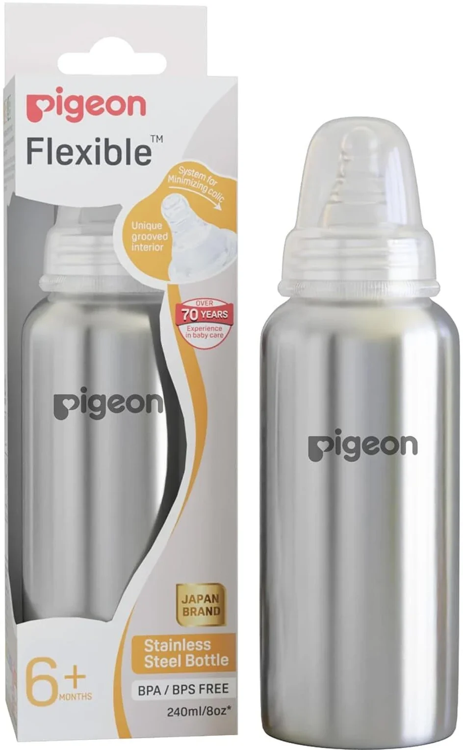Stainless Steel Baby Feeding Bottle 240ml 88228 Y Size | BPA/BPS Free