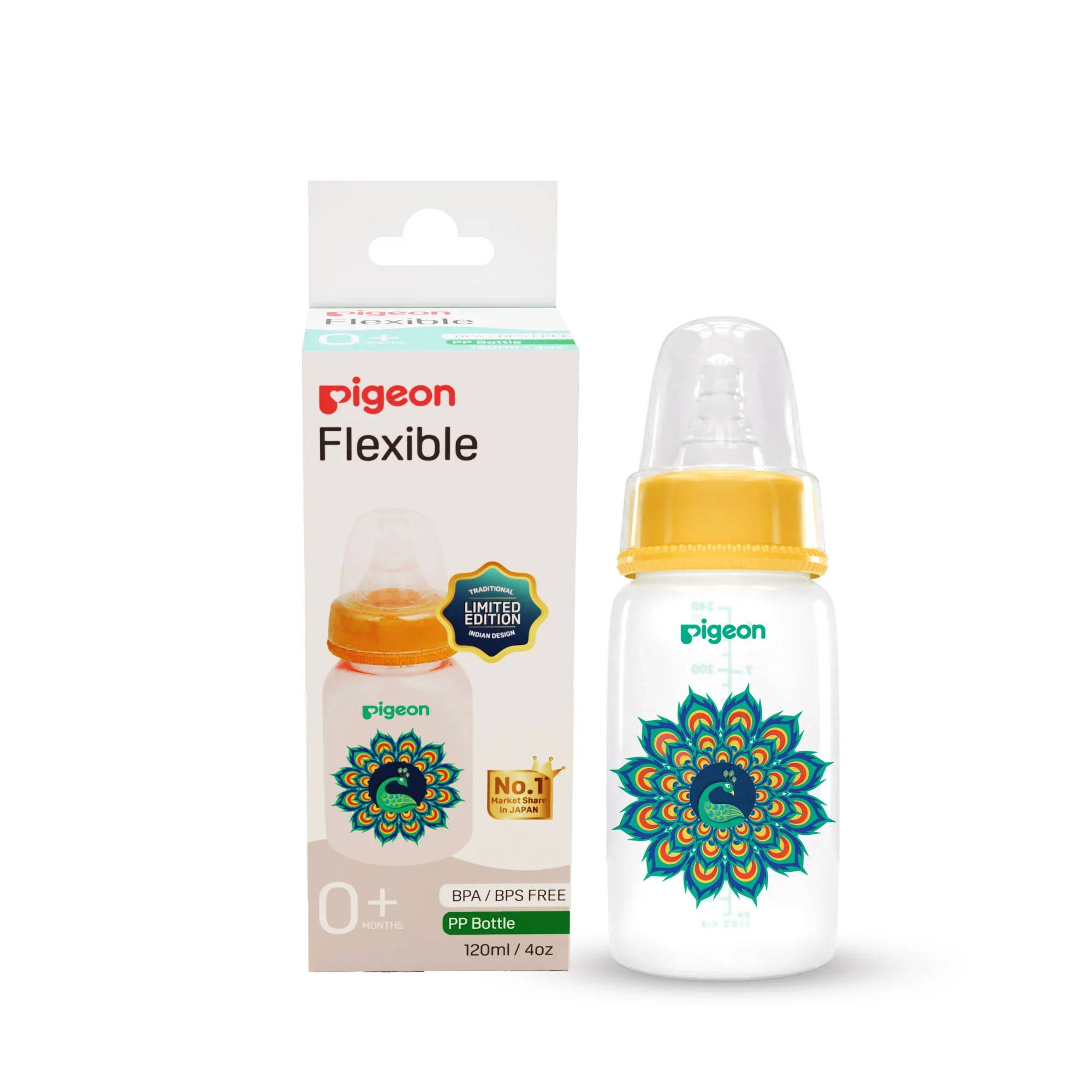 Peristaltic Nursing Bottle RPP Peacock 120ml S Size
