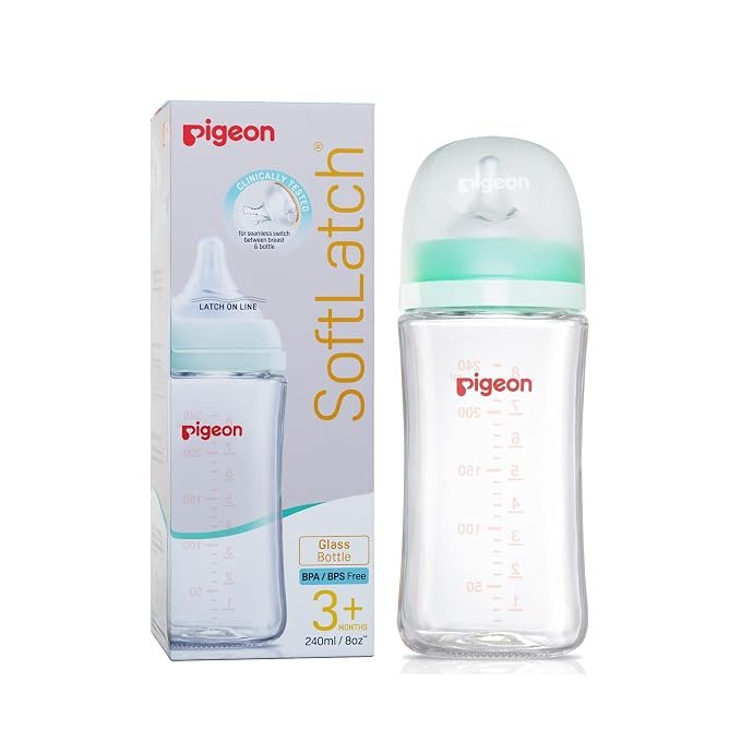 Soft Latch Wide Neck 3 Nursing Glass Bottle 240ml