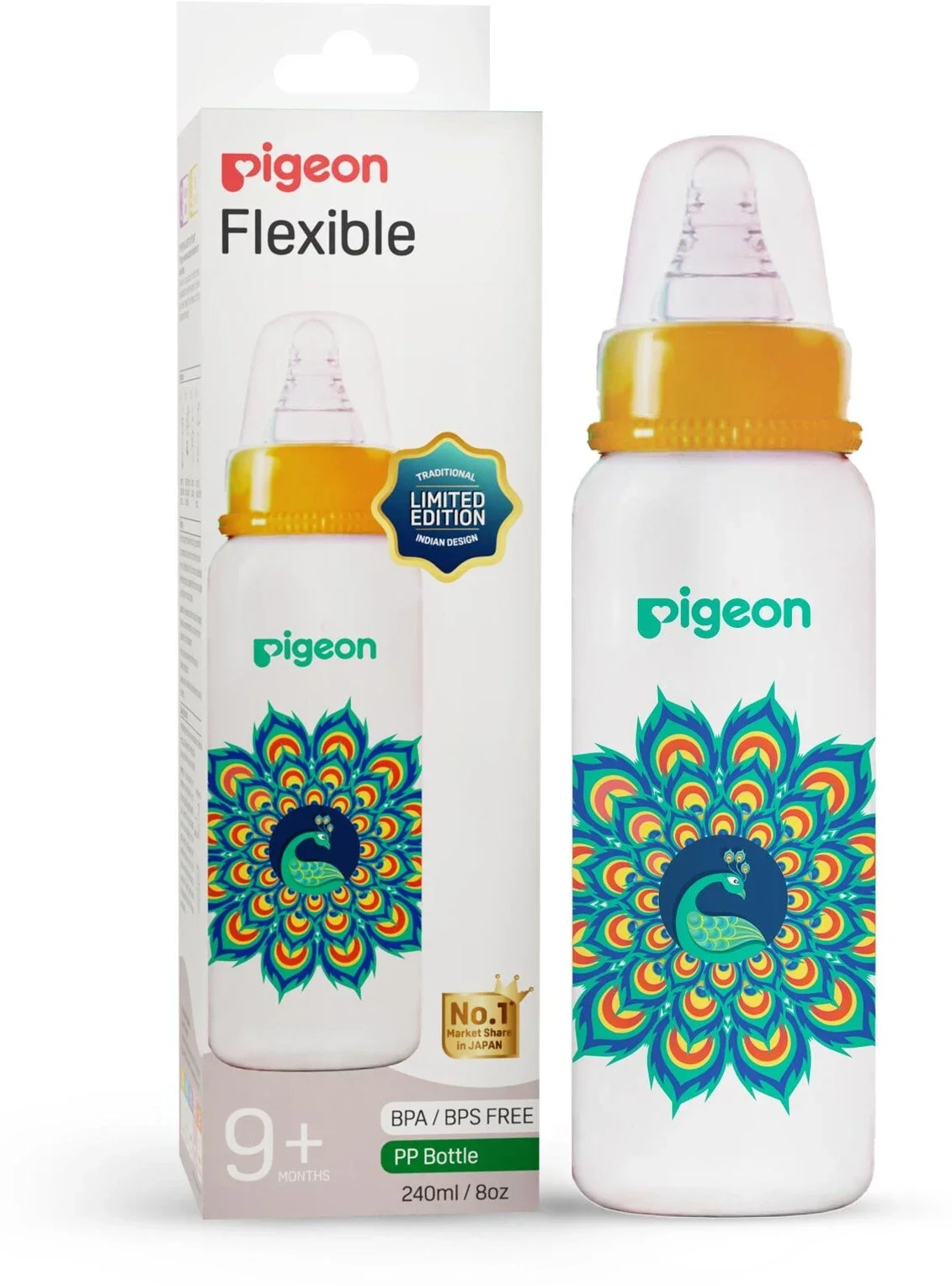 Peristaltic Nursing Bottle RPP Peacock 240ml S Size