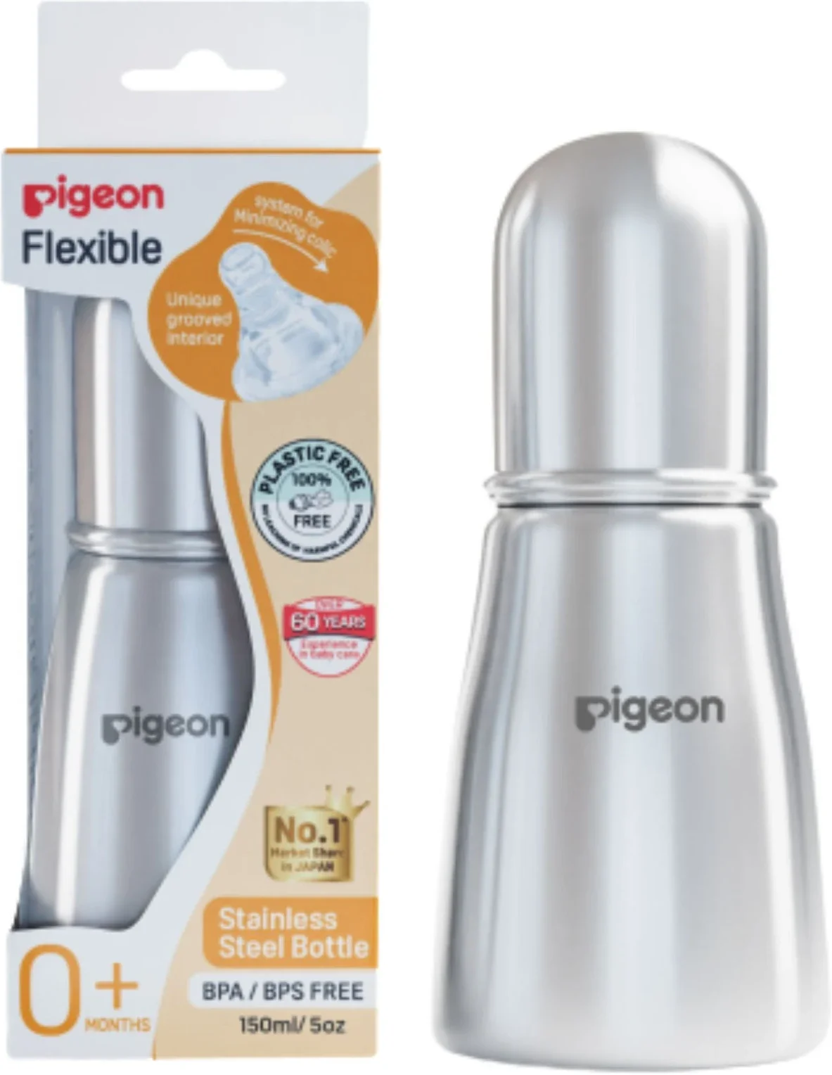 Slim Neck Steel Feeding Bottle 150ml & 220ml S Size