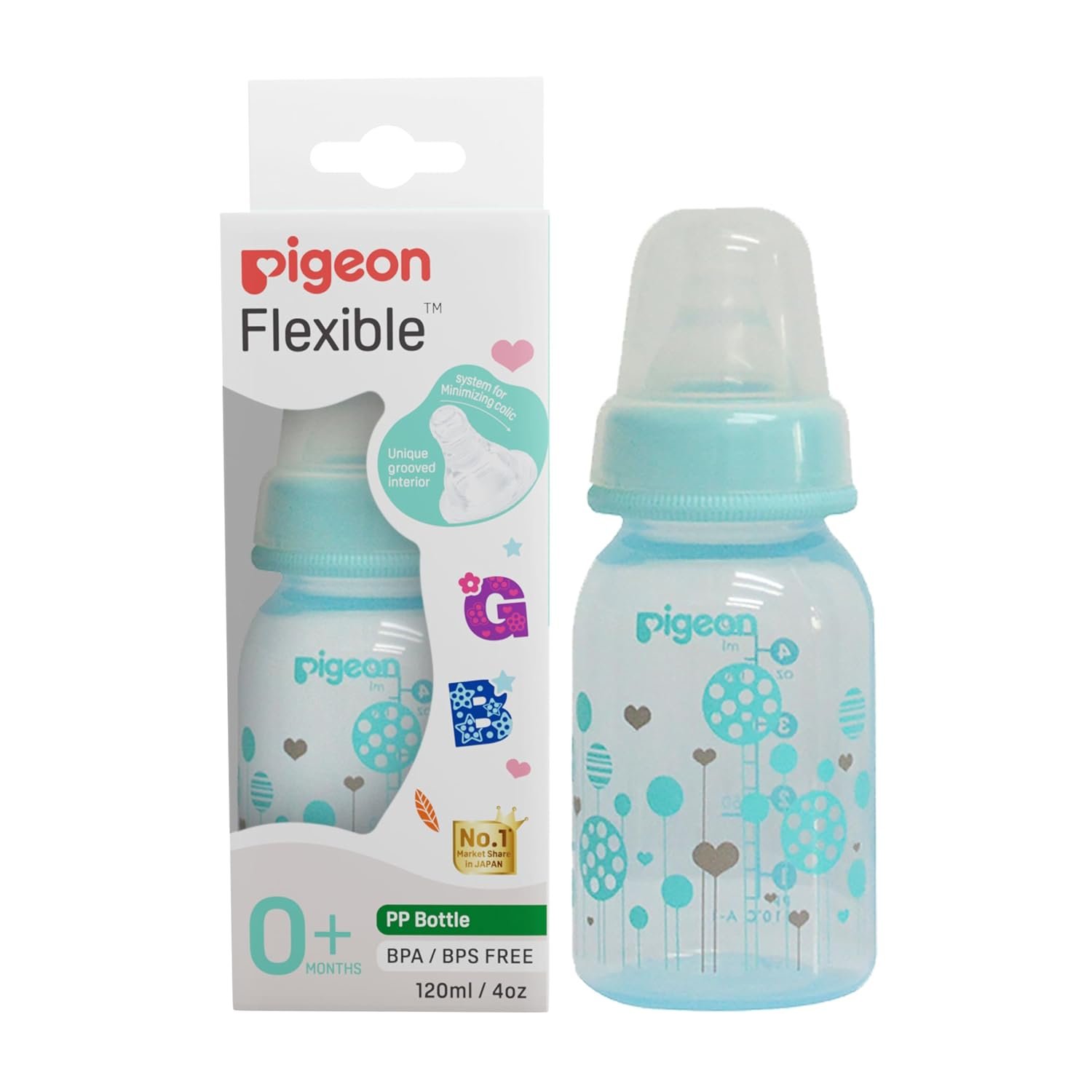Peristaltic Nursing Bottle RPP 120ml Blue Abstract