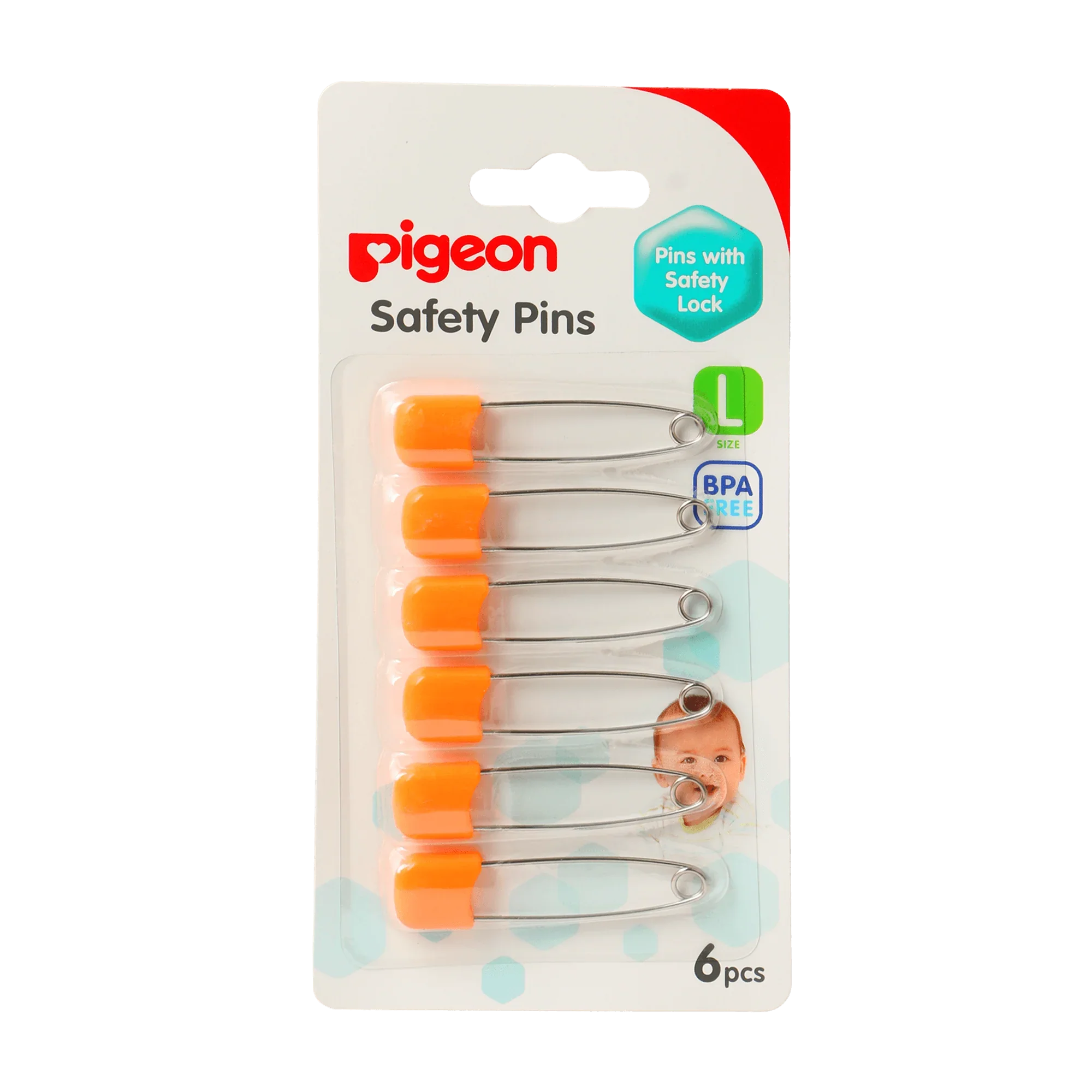 Baby Safety Pins Large 6 Pieces | Safety Pins Card