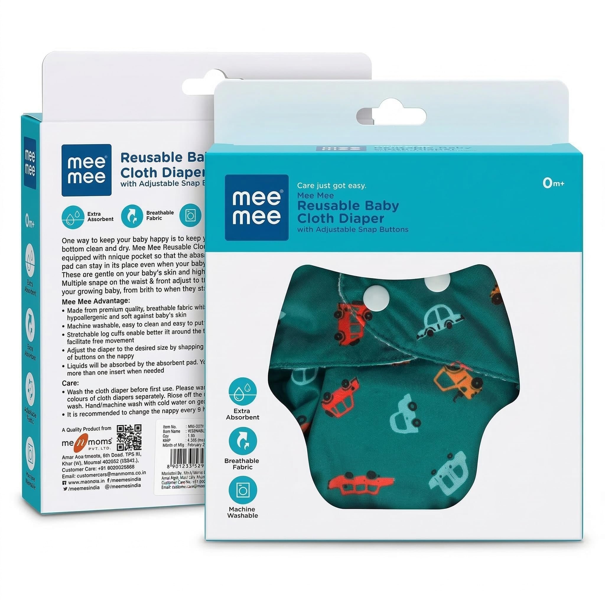 Reusable Baby Cloth Diaper with Adjustable Buttons