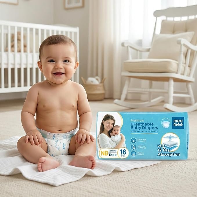 Breathable Baby Diapers with Wetness Indicator, XL Size, Pack of 16