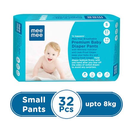 Breathable Baby Diapers with Wetness Indicator – Small Size S