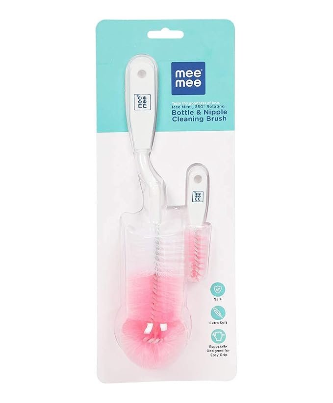 Rotary Baby Bottle Brush with 360° Rotation and Nipple Brush