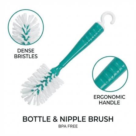 Baby Bottle and Nipple Brush  with Soft Nylon Bristles