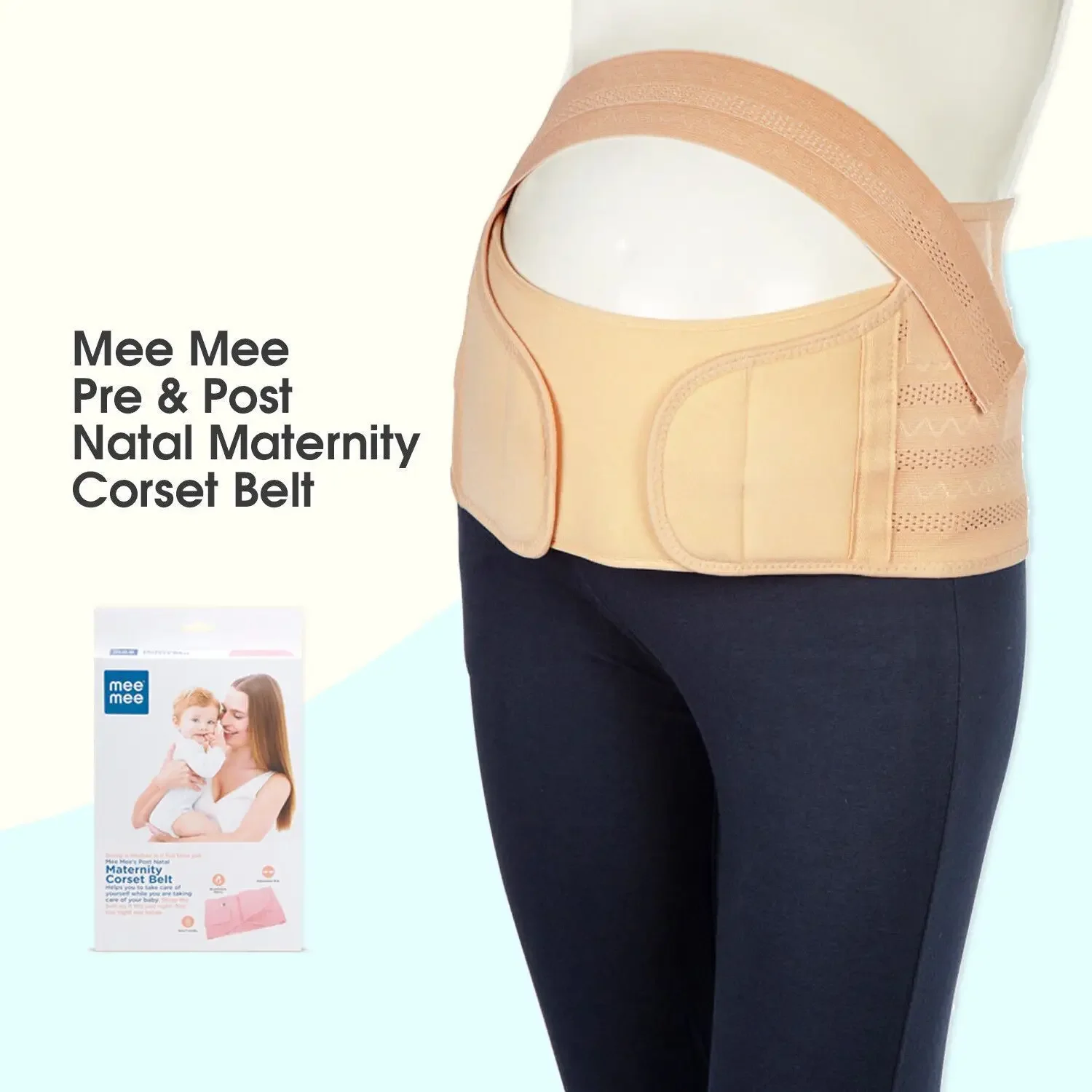 Pre & Post Natal Maternity Corset Support Belt | Pink & Cream