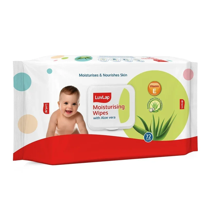 LuvLap Aloe Vera Baby Wipes with Lid 72s | Best Moist Wipes Online